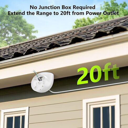 Eave Mount with Power Cable for Ring Floodlight Cam Wired Plus/Pro, Google Nest Cam,Blink,WYZE Floodlight Cam V2 with 20ft Charging Cable Adapter, No Junction Box Need-(2in1 Plug in Mount&Cord Set) in Saudi Arabia
