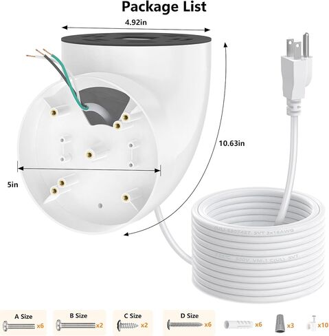 Eave Mount with Power Cable for Ring Floodlight Cam Wired Plus/Pro, Google Nest Cam,Blink,WYZE Floodlight Cam V2 with 20ft Charging Cable Adapter, No Junction Box Need-(2in1 Plug in Mount&Cord Set) in Saudi Arabia