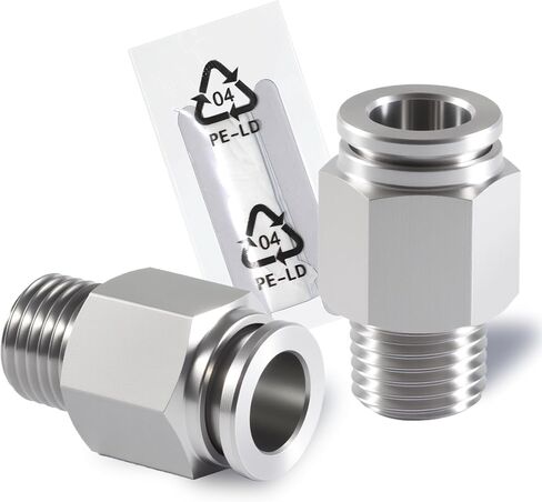 Stainless Steel 1/4 Air hose fittings, Push to Connect Air fittings Male Straight 1/4 Inch Tube OD x 1/4 NPT Thread Fitting (Pack of 2) in Kuwait