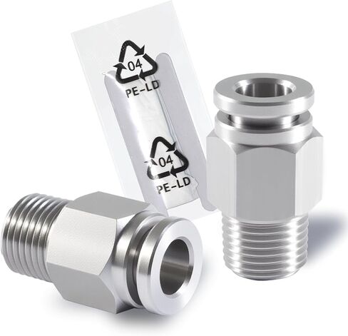 Stainless Steel 1/4 Air hose fittings, Push to Connect Air fittings Male Straight 1/4 Inch Tube OD x 1/4 NPT Thread Fitting (Pack of 2) in Kuwait