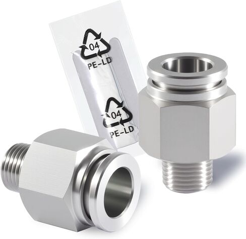 Stainless Steel 1/4 Air hose fittings, Push to Connect Air fittings Male Straight 1/4 Inch Tube OD x 1/4 NPT Thread Fitting (Pack of 2) in Kuwait