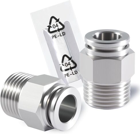 Stainless Steel 1/4 Air hose fittings, Push to Connect Air fittings Male Straight 1/4 Inch Tube OD x 1/4 NPT Thread Fitting (Pack of 2) in Kuwait