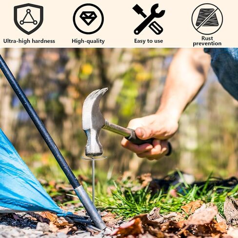 Landscape Fabric Pins, 150 Pack 6-Inch G-Shaped, Garden Galvanized Stakes, Hammer and Gloves Pair, Rust-Resistant Garden Pins for Securing Weed Barrier Fabric, Ground Cover, Irrigation Tubing in Saudi Arabia
