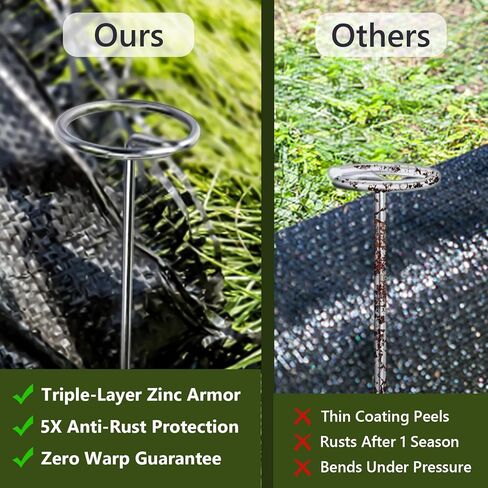 Landscape Fabric Pins, 150 Pack 6-Inch G-Shaped, Garden Galvanized Stakes, Hammer and Gloves Pair, Rust-Resistant Garden Pins for Securing Weed Barrier Fabric, Ground Cover, Irrigation Tubing in Saudi Arabia