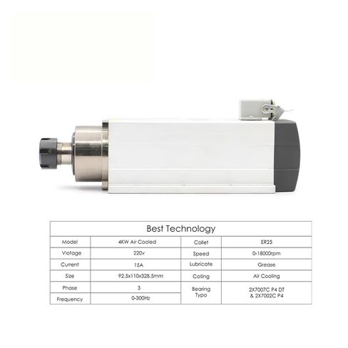 220 فولت/380 فولت 4.0KW ER25 مغزل محرك هواء مع 4KW HY HEVERTER 4 محرك مغزل مربع (380 فولت) in Kuwait