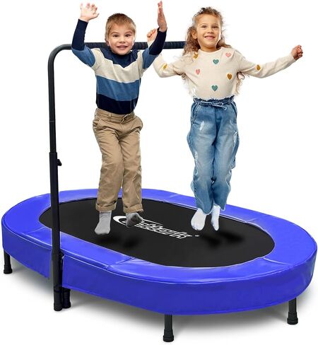 Nattork 56" Kids Trampoline Indoor, Double Trampoline with Adjustable Handle for Kids, Indoor/Outdoor Foldable Jumper, Max Load 220lbs in Saudi Arabia