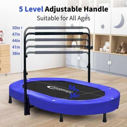 Nattork 56" Kids Trampoline Indoor, Double Trampoline with Adjustable Handle for Kids, Indoor/Outdoor Foldable Jumper, Max Load 220lbs in Saudi Arabia