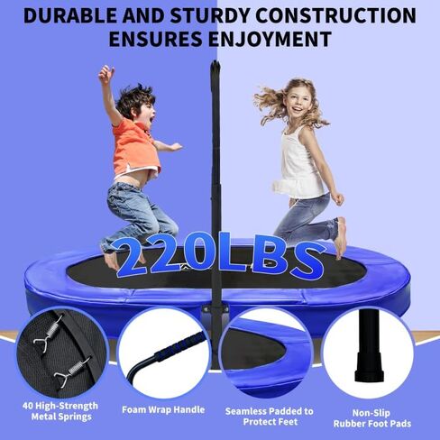 Nattork 56" Kids Trampoline Indoor, Double Trampoline with Adjustable Handle for Kids, Indoor/Outdoor Foldable Jumper, Max Load 220lbs in Saudi Arabia