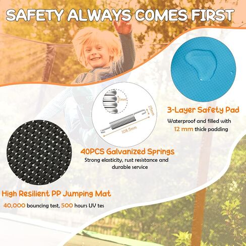 GYMAX Trampoline for Kids, 75" ASTM Approved Recreational Trampolines with Swing, Horizontal Bar & Enclosure Net, Mini Rectangle Trampoline for Baby Toddlers Indoor/Outdoor in Saudi Arabia