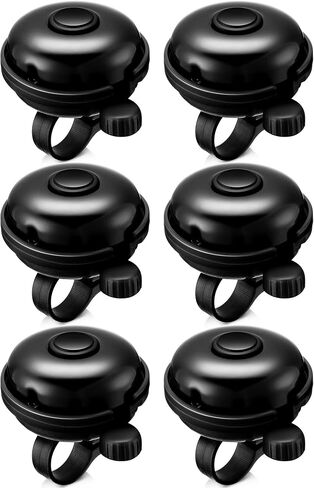 6 Pcs Bike Bell Classic Aluminum Bicycle Bell Crisp Loud Clear Sound Mini Small Bike Bell Ring Safety Warning Accessories for Adults Cycling Outdoor Mountain Road(2.1 Inch,Black) in Saudi Arabia