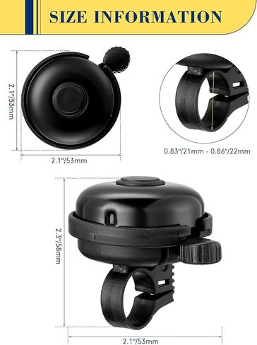 6 Pcs Bike Bell Classic Aluminum Bicycle Bell Crisp Loud Clear Sound Mini Small Bike Bell Ring Safety Warning Accessories for Adults Cycling Outdoor Mountain Road(2.1 Inch,Black) in Saudi Arabia