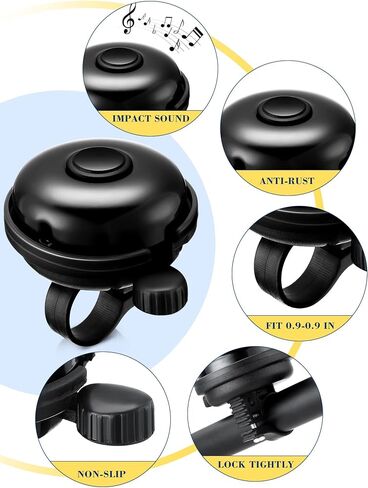 6 Pcs Bike Bell Classic Aluminum Bicycle Bell Crisp Loud Clear Sound Mini Small Bike Bell Ring Safety Warning Accessories for Adults Cycling Outdoor Mountain Road(2.1 Inch,Black) in Saudi Arabia