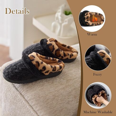 GOEWY Fuzzy Slippers for Women Indoor Outdoor with Memory Foam Cozy Shoes | Anti-Skid Sole, Plush Soft House Bedroom Slipper Slip On Gifts for Women Mom Her Ladies in Saudi Arabia