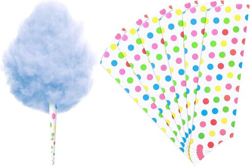 100 Packs Cotton Candy Cones Sticks DIY Multicolor Paper Cotton Candy Supplies with Double Sided Adhesive Tape for Birthday Party (Blank Style) in Saudi Arabia