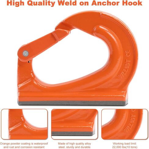 Leero 10 Ton G80 Weld على خطاف المرساة ، خطاف الرفع الثقيل مع حد حمل العمل 22000 رطل ، والسنانير لحام للحطام ، والرافعة ، والجرار ، ورفع التزوير (2 عبوة) in Kuwait