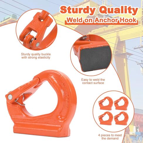 Leero 10 Ton G80 Weld على خطاف المرساة ، خطاف الرفع الثقيل مع حد حمل العمل 22000 رطل ، والسنانير لحام للحطام ، والرافعة ، والجرار ، ورفع التزوير (2 عبوة) in Kuwait