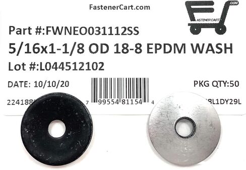 Stainless Steel Neoprene EPDM Sealing Washers 5/16 ID x 1-1/8 OD (50 Pcs) Large OD 18-8 in Saudi Arabia