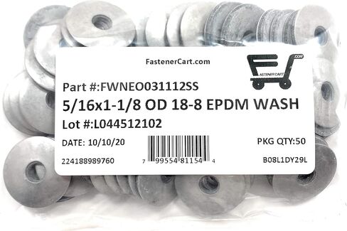 Stainless Steel Neoprene EPDM Sealing Washers 5/16 ID x 1-1/8 OD (50 Pcs) Large OD 18-8 in Saudi Arabia