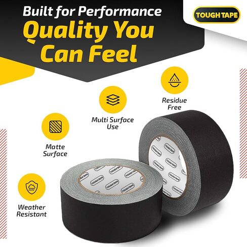 Matte Black Gaffers Tape 2 Inch x 30 Yards - Professional Grade, Weather & Water Resistant, Durable No Residue Gaff Tape - Easy Tear Grip for Cable, Floors & AV Gear in Saudi Arabia