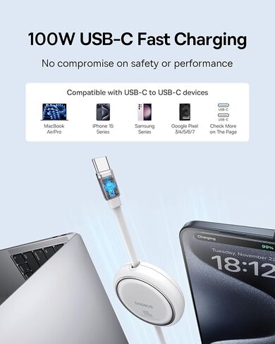 Baseus USB C Cable, 100W 2-Pack 6.6ft Retractable USB C Fast Charging Cable in Saudi Arabia