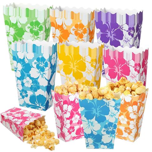 NITIAL 48 PCS حزب الكركديه الصناديق الصغيرة الفشار الصناديق هاواي الحزب الخفيفة علبة علبة حاوية كوكي لحزب الكركديه ، موسع الطرف الاستوائي هاواي. in Kuwait