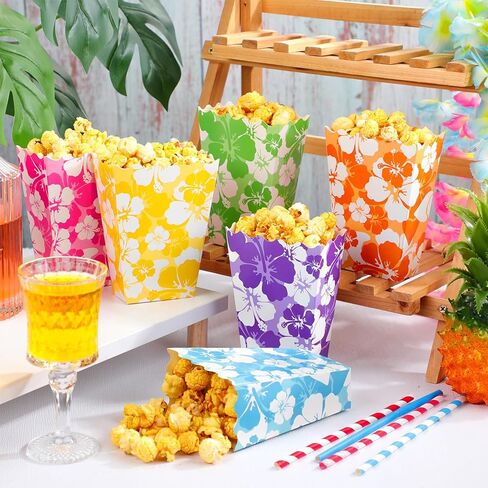 NITIAL 48 PCS حزب الكركديه الصناديق الصغيرة الفشار الصناديق هاواي الحزب الخفيفة علبة علبة حاوية كوكي لحزب الكركديه ، موسع الطرف الاستوائي هاواي. in Kuwait