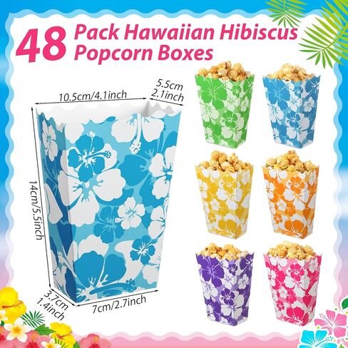 NITIAL 48 PCS حزب الكركديه الصناديق الصغيرة الفشار الصناديق هاواي الحزب الخفيفة علبة علبة حاوية كوكي لحزب الكركديه ، موسع الطرف الاستوائي هاواي. in Kuwait