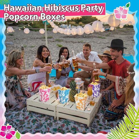 NITIAL 48 PCS حزب الكركديه الصناديق الصغيرة الفشار الصناديق هاواي الحزب الخفيفة علبة علبة حاوية كوكي لحزب الكركديه ، موسع الطرف الاستوائي هاواي. in Kuwait