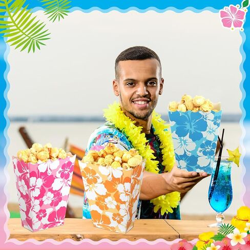 NITIAL 48 PCS حزب الكركديه الصناديق الصغيرة الفشار الصناديق هاواي الحزب الخفيفة علبة علبة حاوية كوكي لحزب الكركديه ، موسع الطرف الاستوائي هاواي. in Kuwait