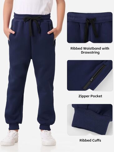 3 Pack Boys Sweatpants Fleece Athletic Pants Kids Clothes Boys Joggers with Zipper Pocket in Saudi Arabia