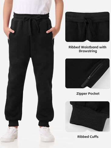 3 Pack Boys Sweatpants Fleece Athletic Pants Kids Clothes Boys Joggers with Zipper Pocket in Saudi Arabia