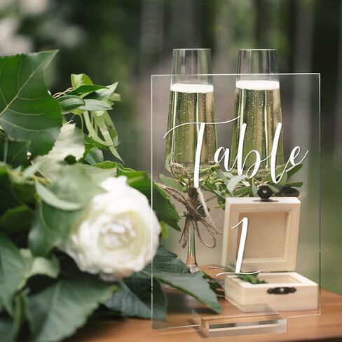 UNIQOOO CLEAR Acrylic Half Arch Table Numbers 1-15 W/تقف لحفل الزفاف ، علامات جدول زفاف 5 × 7 "، مثالية للزخارف المركزية ، الاستقبال ، الحفلات ، الذكرى ، الحدث in Saudi Arabia