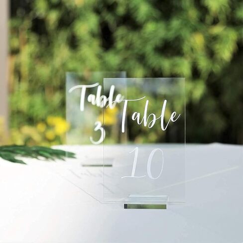 UNIQOOO CLEAR Acrylic Half Arch Table Numbers 1-15 W/تقف لحفل الزفاف ، علامات جدول زفاف 5 × 7 "، مثالية للزخارف المركزية ، الاستقبال ، الحفلات ، الذكرى ، الحدث in Saudi Arabia
