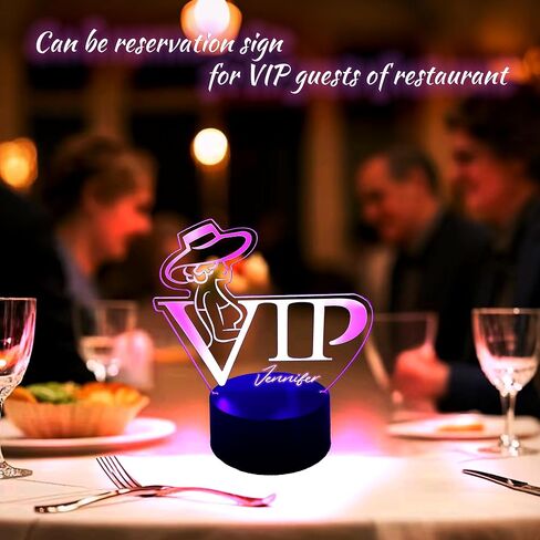 LED VIP محفوظة الجدول ضوء ليلا ضوء مع القلم ، مضيئة القائمة لوحة الجدول لوحة خيمة مع أضواء ملونة للحانة حفل زفاف حفل عشاء المنزل (الأسود ، النساء) in Kuwait