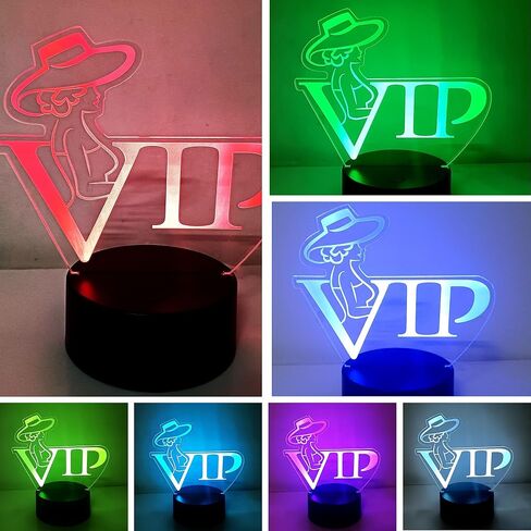 LED VIP محفوظة الجدول ضوء ليلا ضوء مع القلم ، مضيئة القائمة لوحة الجدول لوحة خيمة مع أضواء ملونة للحانة حفل زفاف حفل عشاء المنزل (الأسود ، النساء) in Kuwait