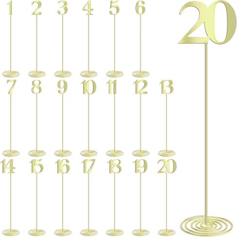 Wedding Table Numbers 1-20 Gold Metal - Table Numbers For Wedding Reception in Saudi Arabia