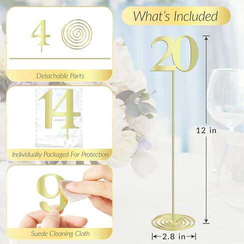 Wedding Table Numbers 1-20 Gold Metal - Table Numbers For Wedding Reception in Saudi Arabia