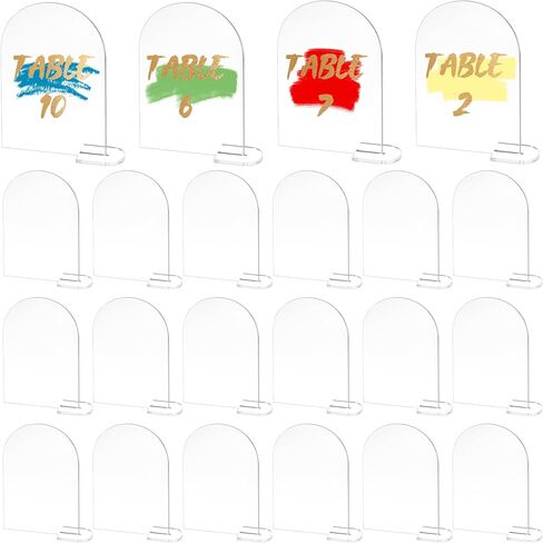 simarro 30 Sets Clear Arch Acrylic Sign With Stand, 4x6 Inch Blank Arched Round Top Sheet Wedding Table Numbers Holders for Wedding Reception Event Party Restaurant Decor in Saudi Arabia