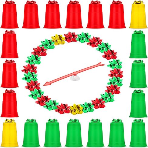 Sosation Christmas Party Games Spinner Wheel Christmas Roulette Raffle Game Set Include 38 Plastic Star Flower 20 Disposable Cups and 1 Pointer Spinner Wheel for Prizes Party Supplies in Saudi Arabia