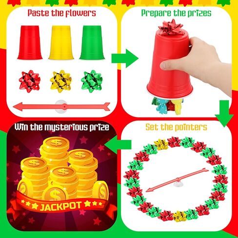 Sosation Christmas Party Games Spinner Wheel Christmas Roulette Raffle Game Set Include 38 Plastic Star Flower 20 Disposable Cups and 1 Pointer Spinner Wheel for Prizes Party Supplies in Saudi Arabia