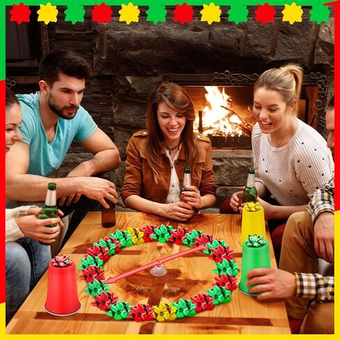 Sosation Christmas Party Games Spinner Wheel Christmas Roulette Raffle Game Set Include 38 Plastic Star Flower 20 Disposable Cups and 1 Pointer Spinner Wheel for Prizes Party Supplies in Saudi Arabia