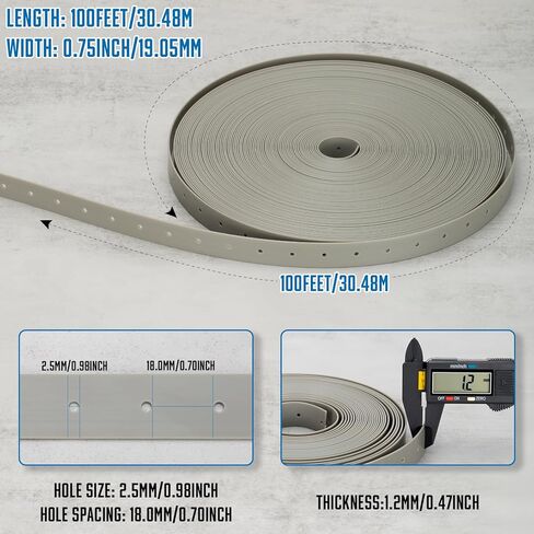 Plastic Hanger Strap 3/4 Inch x 30 FT Reinforced Flexible Hanger Strap for Pipe & Ducts Securing in Plumbing & HVAC, Gray in Kuwait