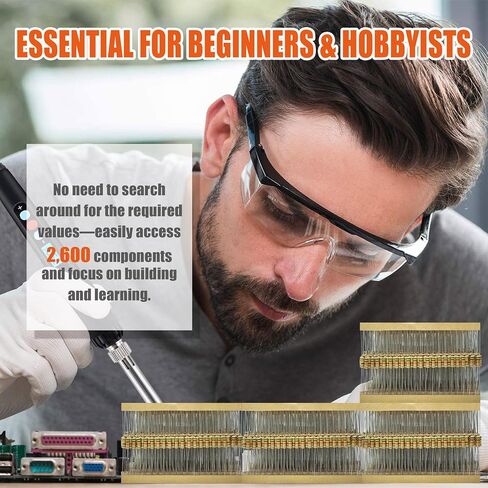 yeaz 2600 pcs 130 stable restor kit ، 1/2w (0.5W) 1 أوم-3 أمتار ، 5 ٪ التسامح ، مقاومات أفلام الكربون لمشاريع الالكترونيات DIY ، حزمة المقاوم المتوافقة مع ROHS ، 100 ٪ مقاومات ثابتة جديدة للمبتدئين للمبتدئين in Kuwait