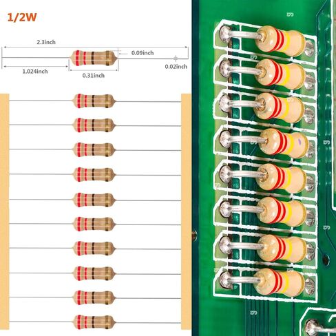 yeaz 2600 pcs 130 stable restor kit ، 1/2w (0.5W) 1 أوم-3 أمتار ، 5 ٪ التسامح ، مقاومات أفلام الكربون لمشاريع الالكترونيات DIY ، حزمة المقاوم المتوافقة مع ROHS ، 100 ٪ مقاومات ثابتة جديدة للمبتدئين للمبتدئين in Kuwait