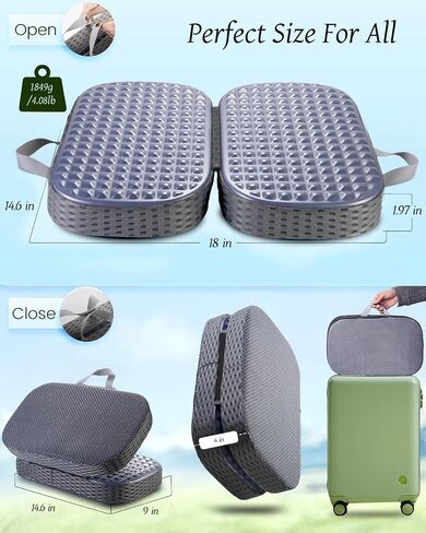 Rapid Cooling Travel Airplane Seat Cushion for Long Flights, Waterproof Stadium Portable Memory Foam Seat Cushion for Kayaking, Camping, Bleachers, Car, Folding Chair Pads for Tailbone Sciatica Pain in Saudi Arabia