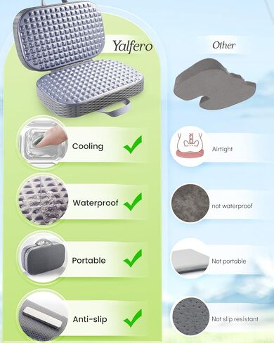 Rapid Cooling Travel Airplane Seat Cushion for Long Flights, Waterproof Stadium Portable Memory Foam Seat Cushion for Kayaking, Camping, Bleachers, Car, Folding Chair Pads for Tailbone Sciatica Pain in Saudi Arabia