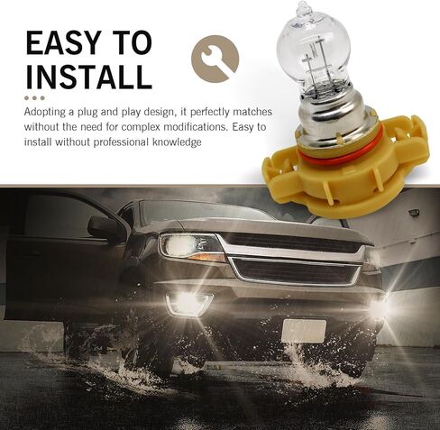 Downhill PSX24W Fog Light Bulbs,12V 24W 3500K Ultra-bright Shock-proof Quartz Glass Daytime Running Light, Plug and Play Multi-functional Turn Signal Light, Universal Cars Lighting Replacement (White) in Saudi Arabia