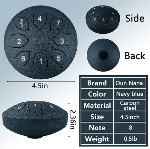 Rain Drum for Outside Garden, 4.5 Inches 8 Notes Steel Tongue Drum Sound Healing Instruments for Adults Kids, Rain Chimes Musical Education Entertainment Meditation Chakra Yoga Gifts, Blue in Kuwait