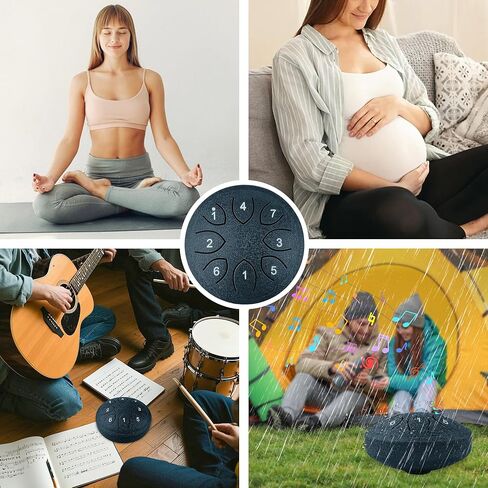 Rain Drum for Outside Garden, 4.5 Inches 8 Notes Steel Tongue Drum Sound Healing Instruments for Adults Kids, Rain Chimes Musical Education Entertainment Meditation Chakra Yoga Gifts, Blue in Kuwait