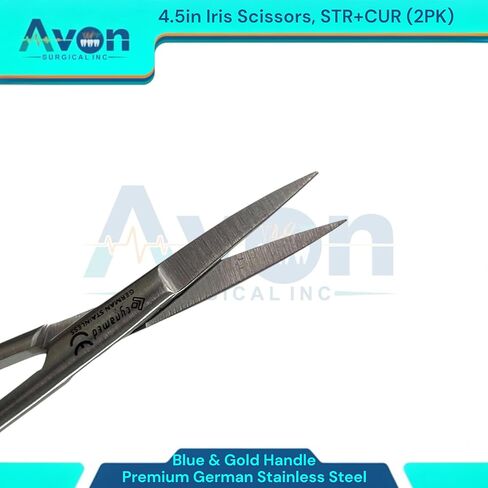 مقص القزحية الحادة المقص 4.5 بوصة مجموعة نصائح مستقيمة ومنحنية ، مقبض ذهبي وأزرق-الفولاذ المقاوم للصدأ الألماني المرفق بالألوان. in Kuwait